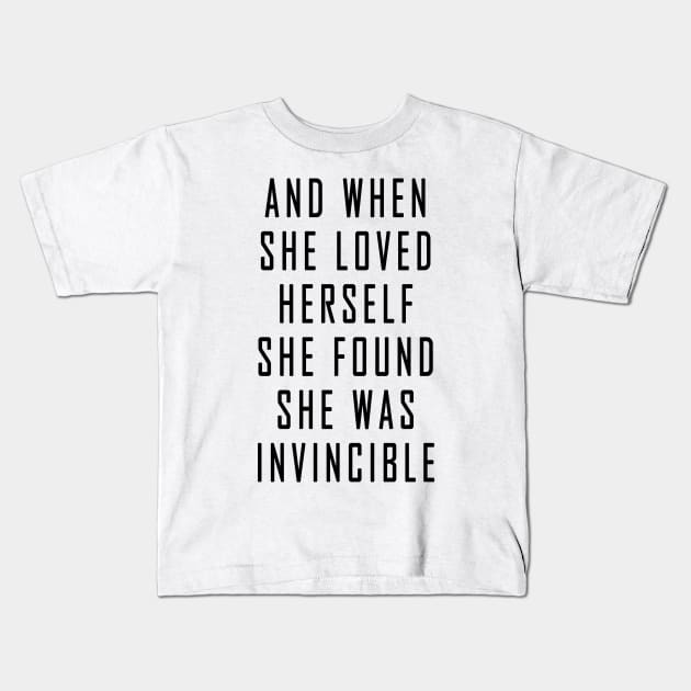 Love Herself Be Invincible Kids T-Shirt by jeric020290